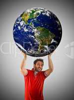 Man sustains the planet on his shoulders - Elements of this imag