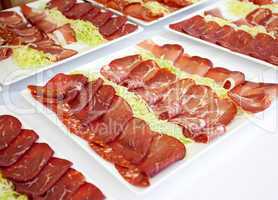 Mixed appetizers of pork meat
