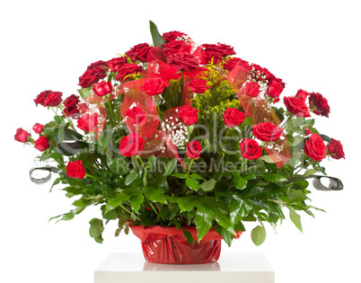 Basket with fifty red roses