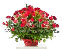 Basket with fifty red roses