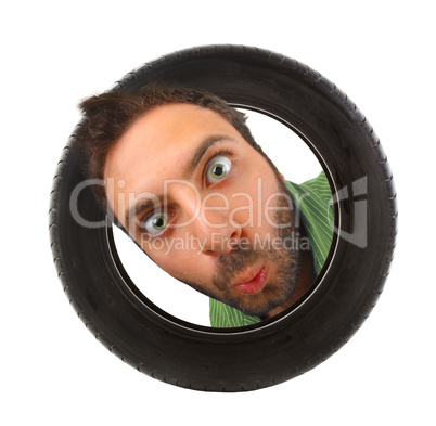 Wow expression in the car tire