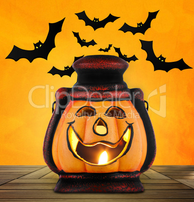 Pumpkin lantern with candle