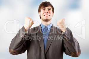 young businessman happy and cheers