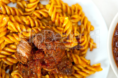 fusilli pasta with neapolitan style ragu meat sauce