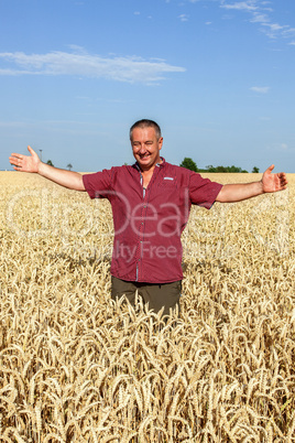 farmer controls his wheat field