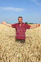 farmer controls his wheat field