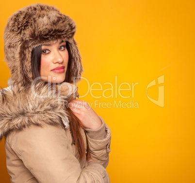 beautiful young woman wearing a winter coat