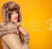 beautiful young woman wearing a winter coat