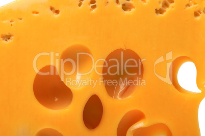 Slice of cheese with hole