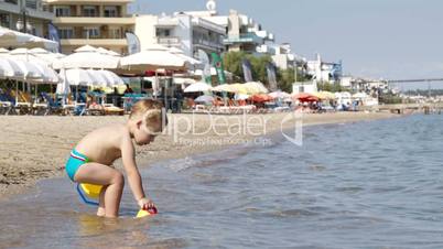 Little boy at a beach resort