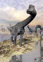 brachiosaurus dinosaurs near water - 3d render