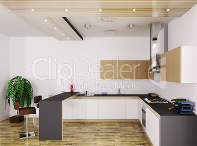 modern kitchen interior 3d