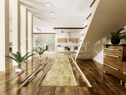 interior of modern apartment 3d render