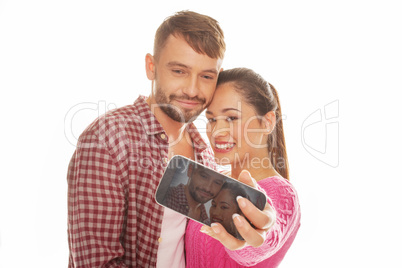 young couple taking a self-portrait