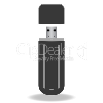 black flash drive isolated on the white background. vector illus