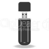 black flash drive isolated on the white background. vector illus