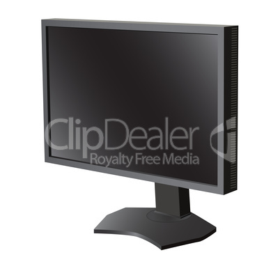 black lcd tv  monitor on white background. vector illustration