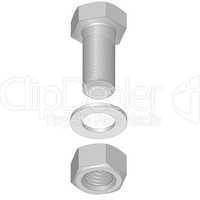 stainless steel bolt and nut. vector illustration.