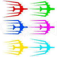flying airplane  stylized vector illustration.  airliner, jet.