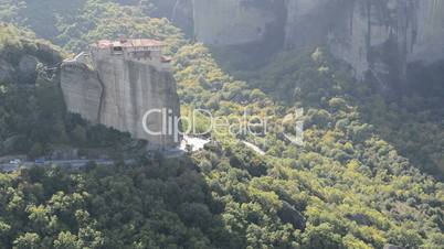 View from above on the Rousannou - St. Barbara monastery, Meteora,  Greece