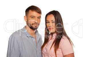 attractive young couple on white background