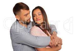 portrait of an embracing romantic couple