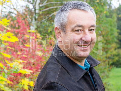 friendly men portrait in autumn