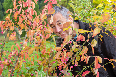 friendly men portrait in autumn