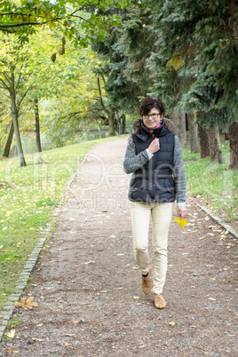 woman at autumn walk