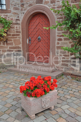 blumen am rathaus in großheubach