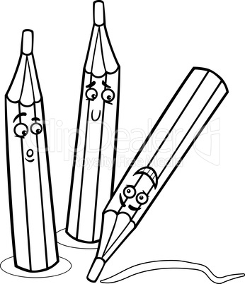 crayons cartoon illustration coloring page