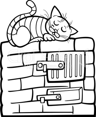cat on stove cartoon coloring page