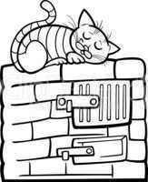 cat on stove cartoon coloring page