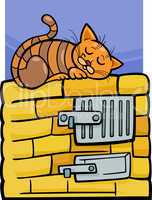 cat on stove cartoon illustration