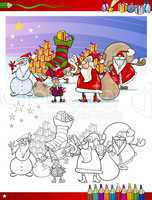 santa claus group coloring page