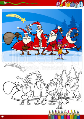 santa claus group coloring page