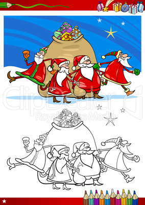 santa claus group coloring page