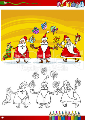 santa claus group coloring page