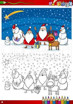 santa claus group coloring page