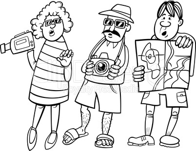 tourist group cartoon illustration