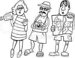 tourist group cartoon illustration