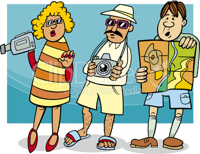 tourist group cartoon illustration