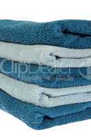 light and dark blue towels folded