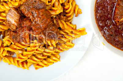 fusilli pasta with neapolitan style ragu meat sauce