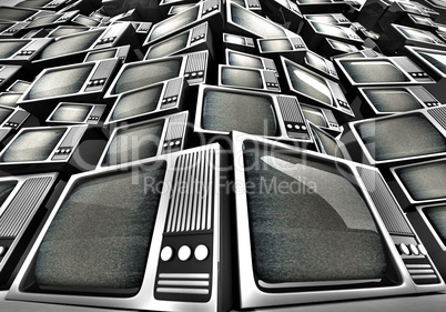 3d render of vintage television pile.