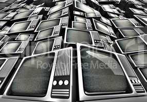 3d render of vintage television pile.