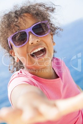 mixed race african american girl child sunshine sunglasses