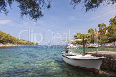 tranquil beach lagoon on hvar island, croatia