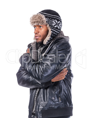 young african-american feeling cold