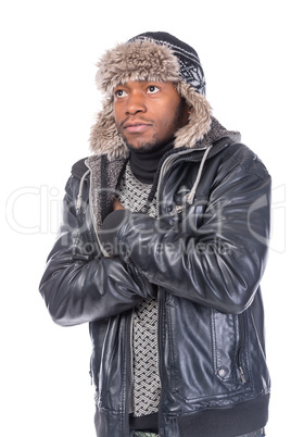 young african-american feeling cold